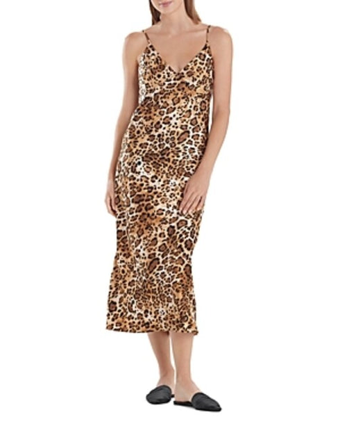 Natori Printed Satin Cheetah Nightgown Size XS
